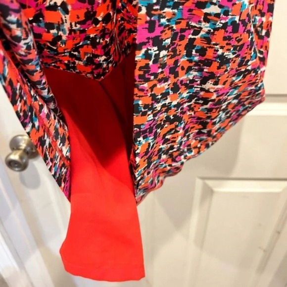 Eliza J Womens Dress Pink Orange Size 4 Sheath Short Sleeve Satin‎ Polyester - Picture 6 of 8